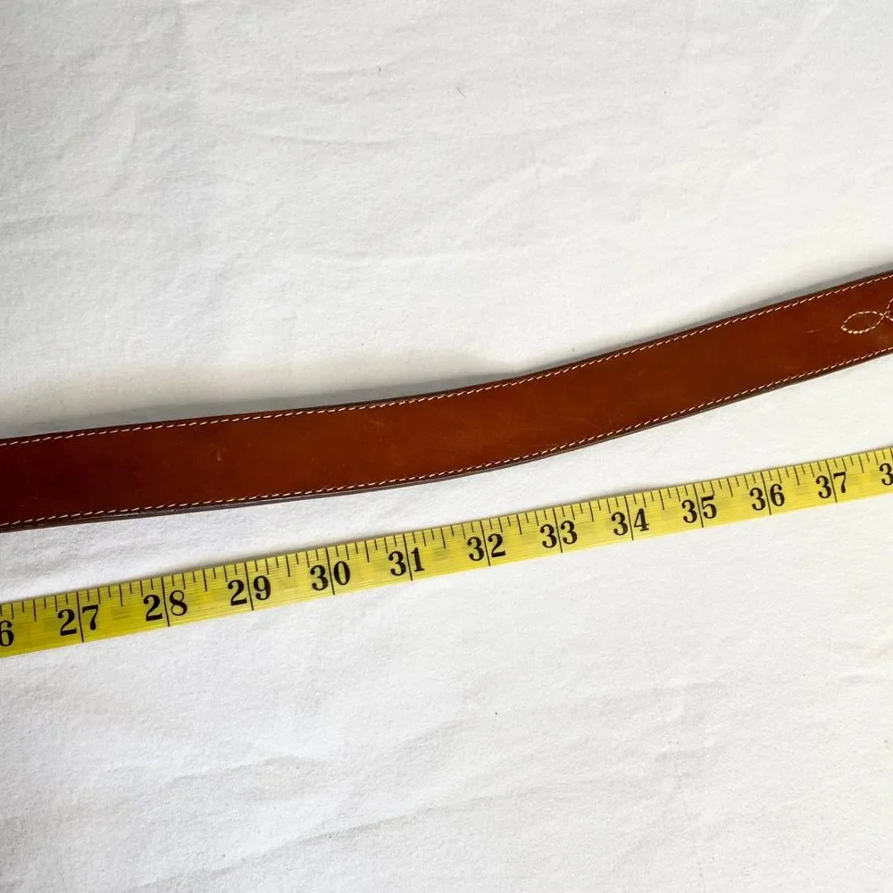 💎Leegin Western Belt Medium Waist USA Made Caramel Brown Leather Braided Inlay